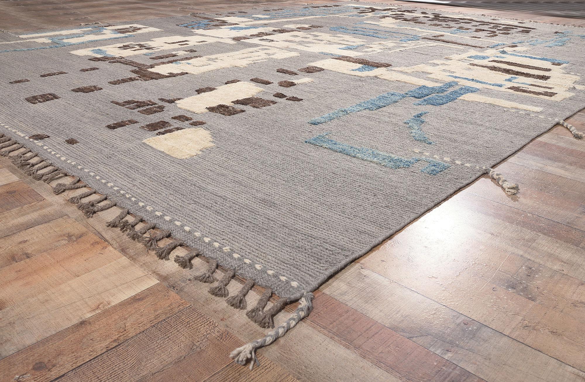 Contemporary Earth-Tone Modern Moroccan High-Low Rug Inspired by Nature, Biophilic Design For Sale