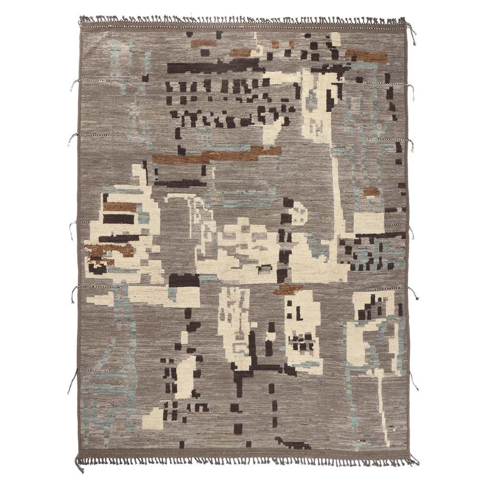Earth-Tone Modern Moroccan High-Low Rug with Bauhaus Style For Sale at ...