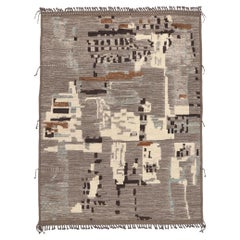 Earth-Tone Modern Moroccan High-Low Rug Inspired by Nature, Biophilic Design