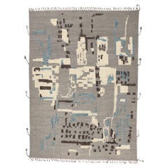 Earth-Tone Modern Moroccan High-Low Rug Inspired by Nature, Biophilic Design