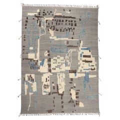 Earth-Tone Modern Moroccan High-Low Rug Inspired by Nature, Biophilic Design