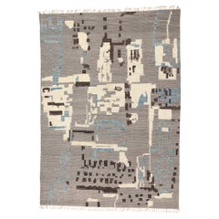 Earth-Tone Modern Moroccan High-Low Rug Inspired by Nature, Biophilic Design