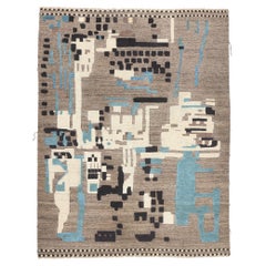 Earth-Tone Modern Moroccan High-Low Rug Inspired by Nature, Biophilic Design