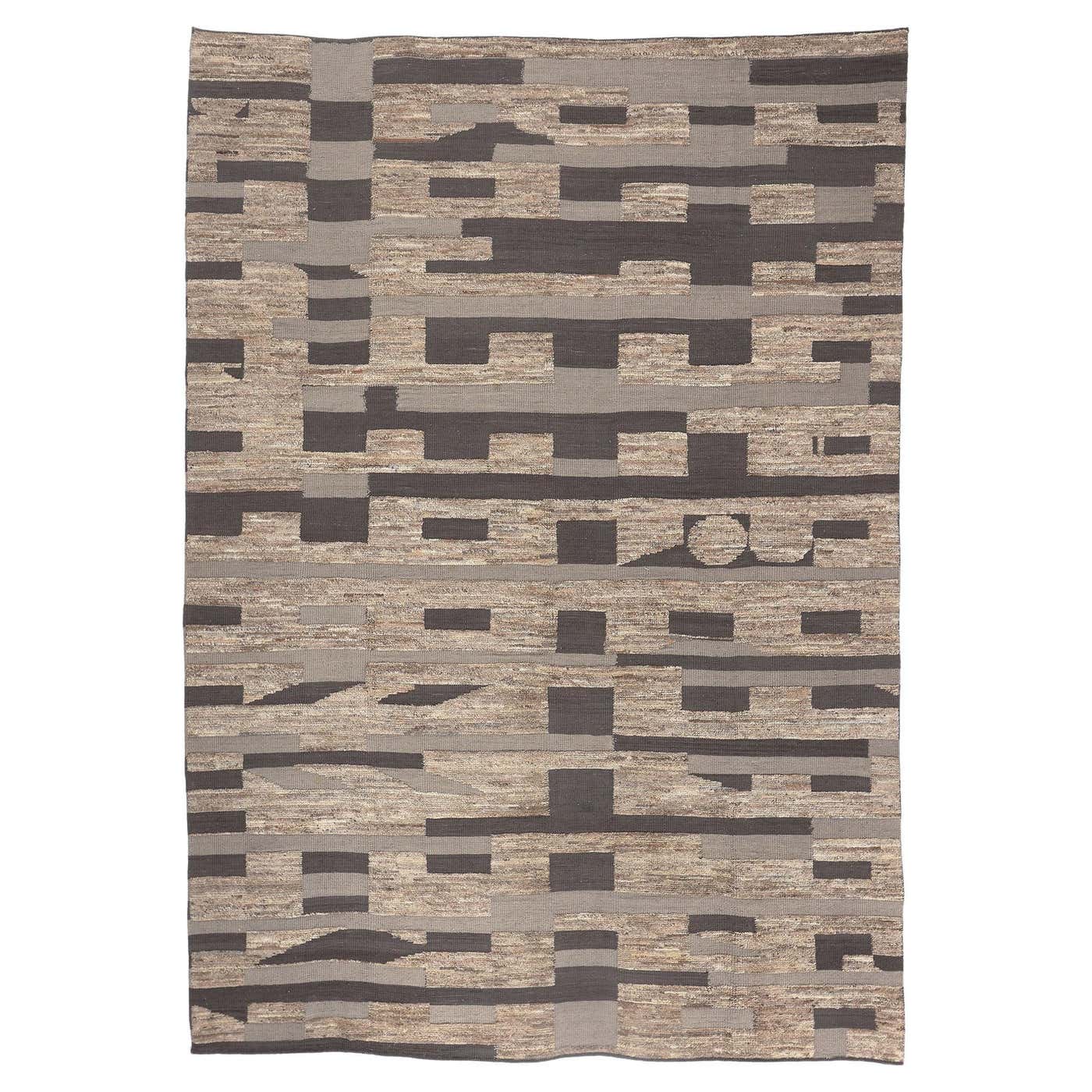 Earth-Tone Modern Moroccan High-Low Rug with Bauhaus Style For Sale at ...