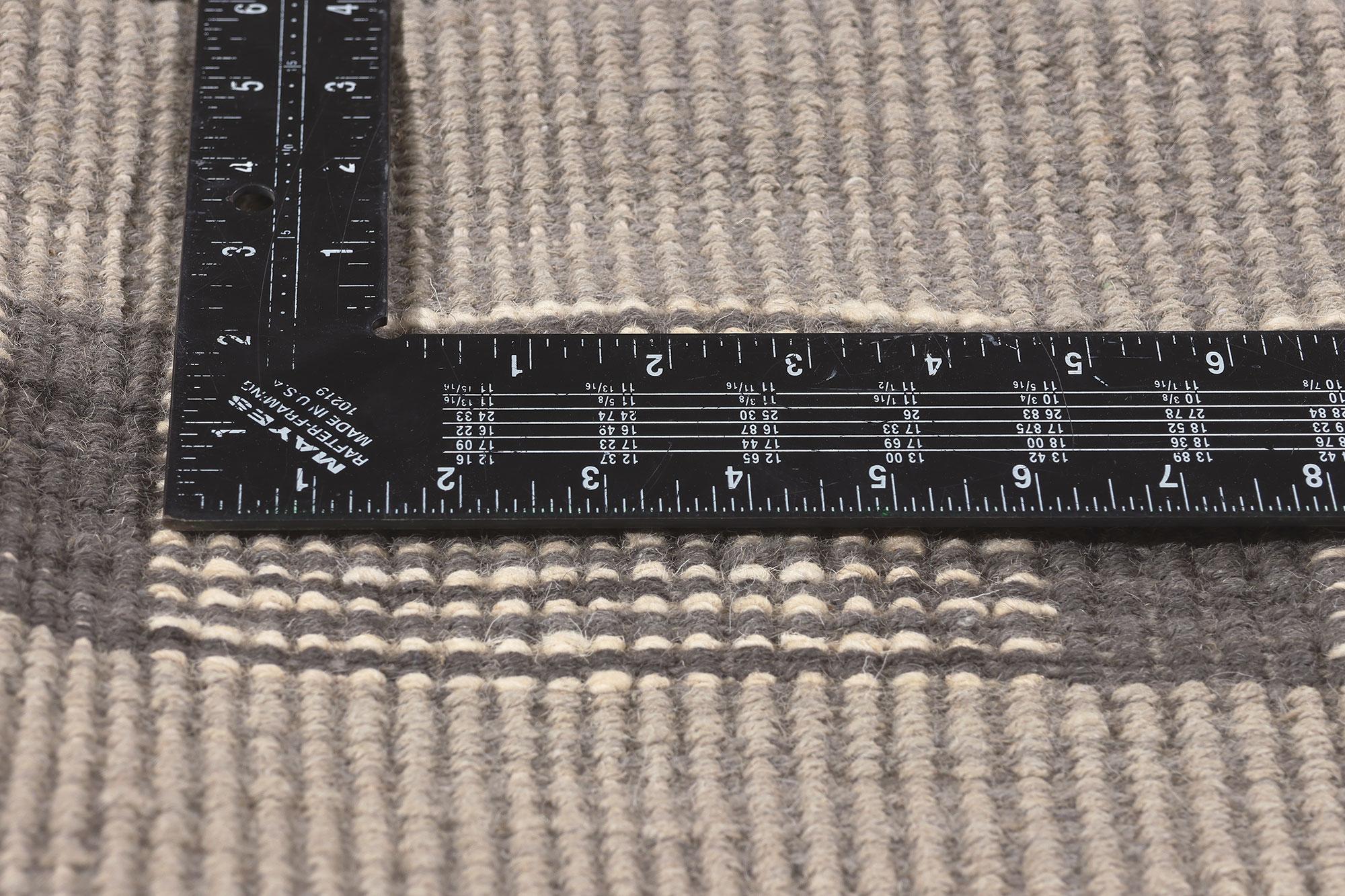 EarthTone Modern Moroccan HighLow Textured Rug with Perspective Grid