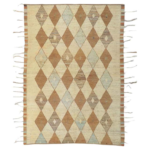 Modern Moroccan Area Rug, Preppy Argyle Meets Boho Chic For Sale at ...