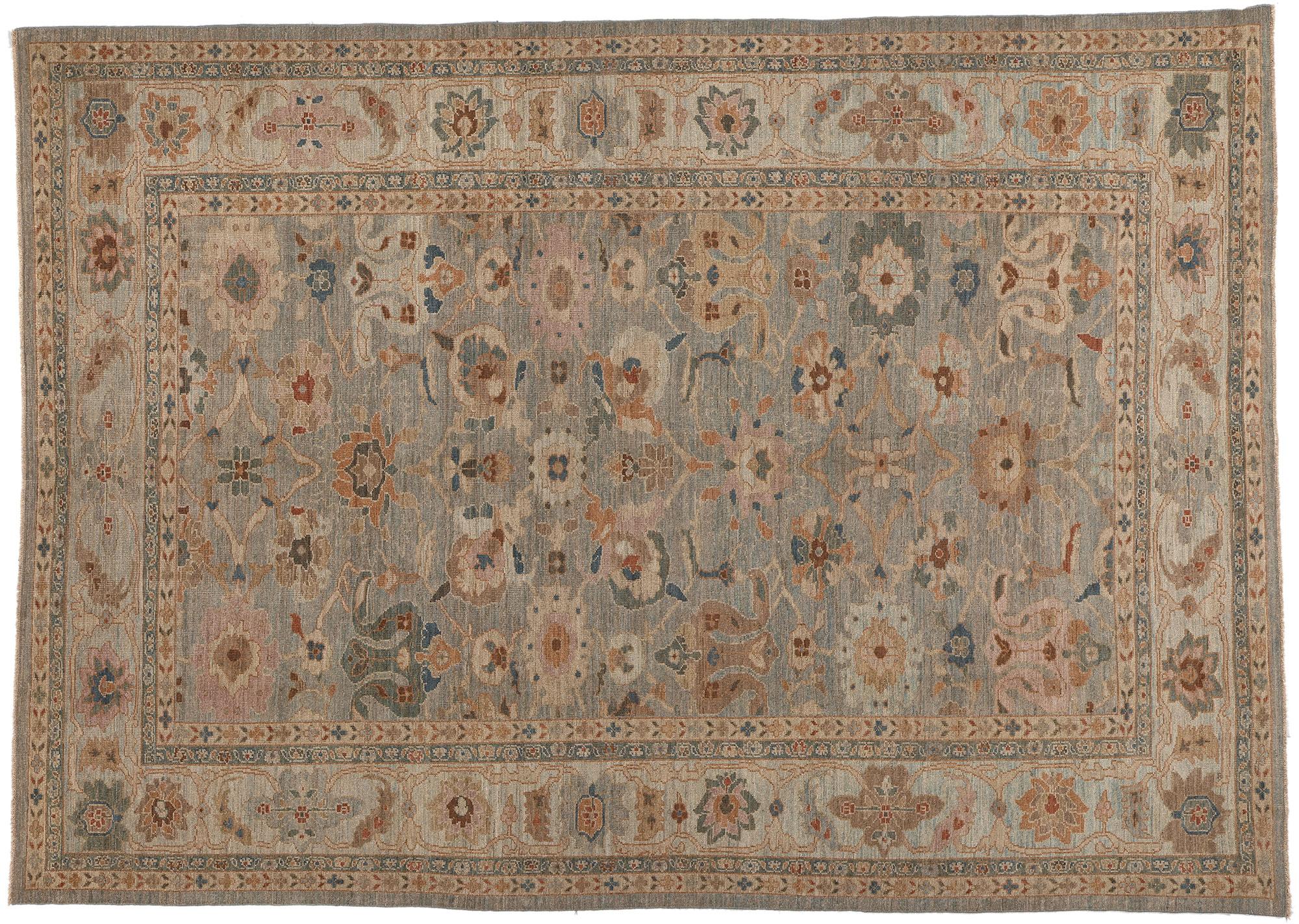 Earth-Tone Persian Sultanabad Rug, Modern Style Meets Organic Luxe For Sale 4