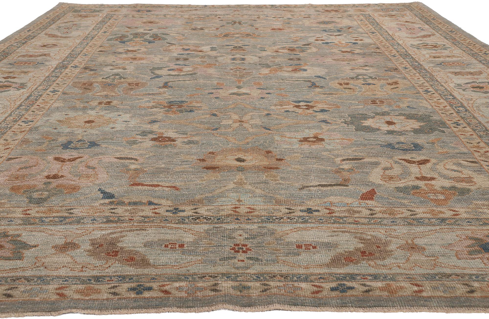 Hand-Knotted Earth-Tone Persian Sultanabad Rug, Modern Style Meets Organic Luxe For Sale