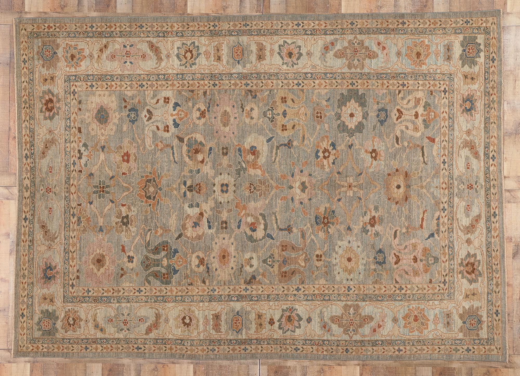 Earth-Tone Persian Sultanabad Rug, Modern Style Meets Organic Luxe For Sale 3