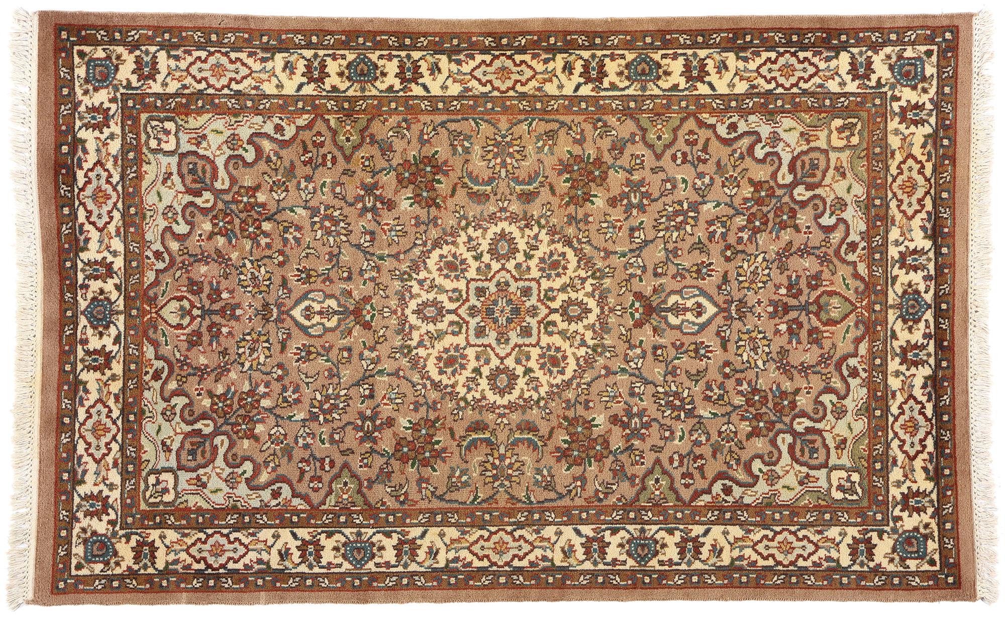Earth-Tone Vintage Indian Isfahan Rug For Sale 3