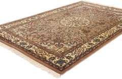 Earth-Tone Vintage Indian Isfahan Rug