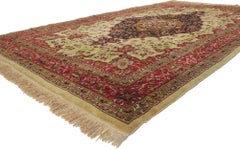 1980's Earth-Tone Indian Isfahan Carpet with Traditional Style