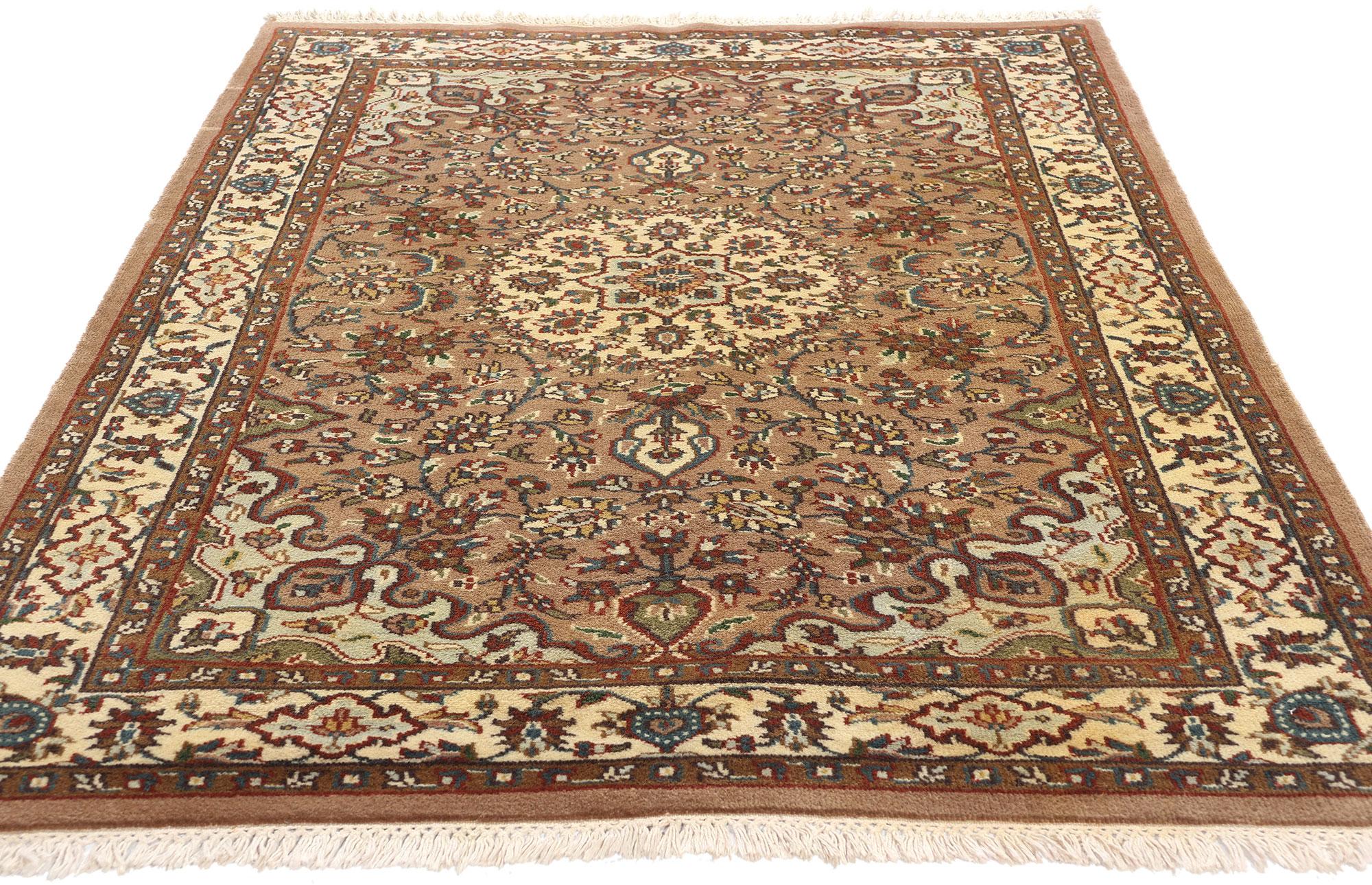 Islamic Earth-Tone Vintage Indian Isfahan Rug For Sale