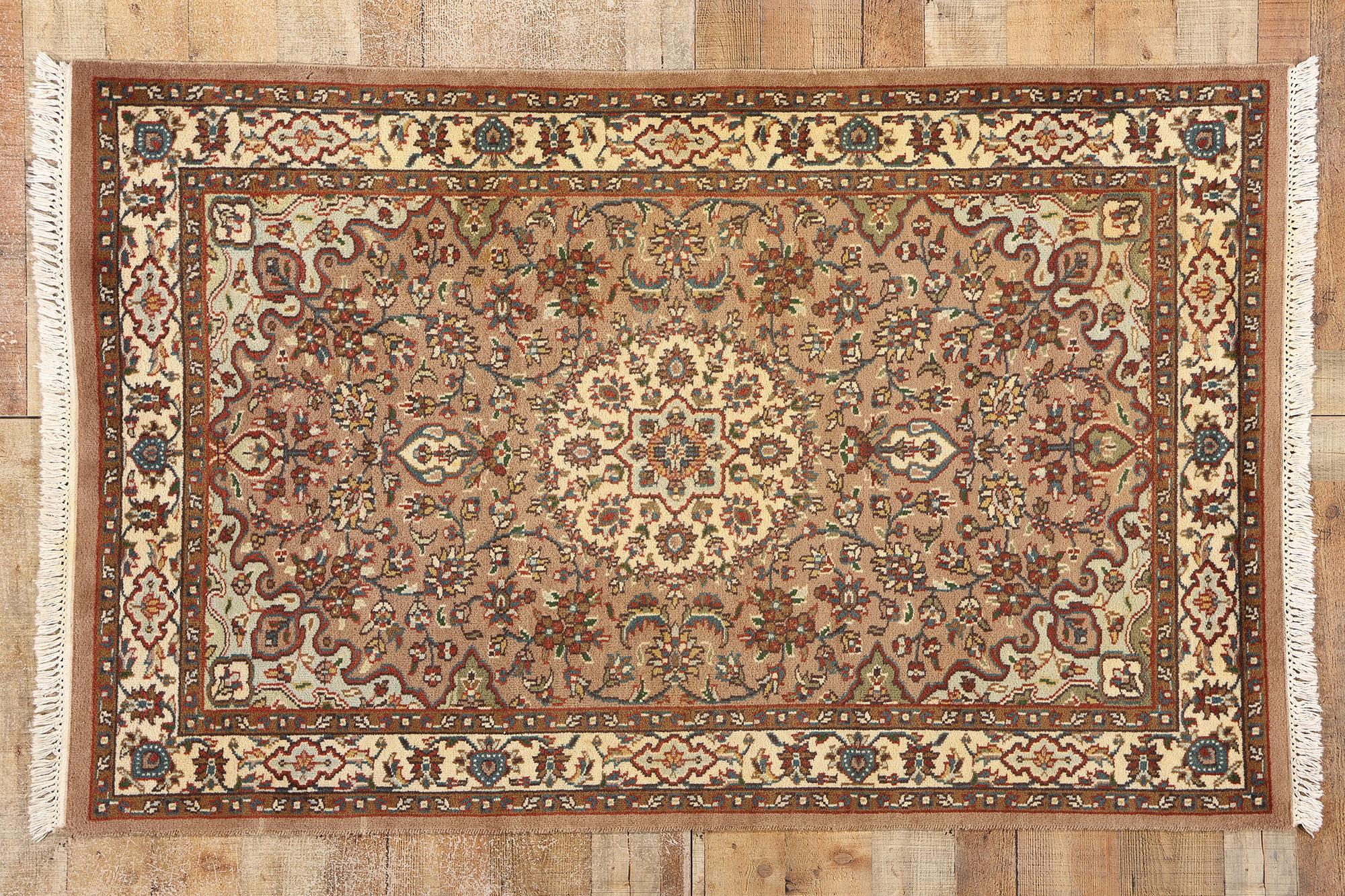 Earth-Tone Vintage Indian Isfahan Rug For Sale 2