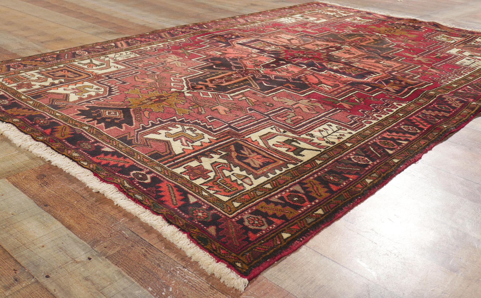 20th Century Earth-Tone Vintage Persian Heriz Rug with Modern Style For Sale