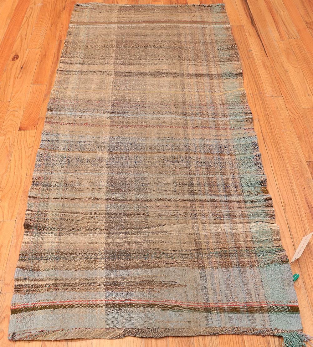 20th Century Earth Tone Vintage Persian Kilim Runner Rug. Size: 3 ft 3 in x 7 ft 2 in