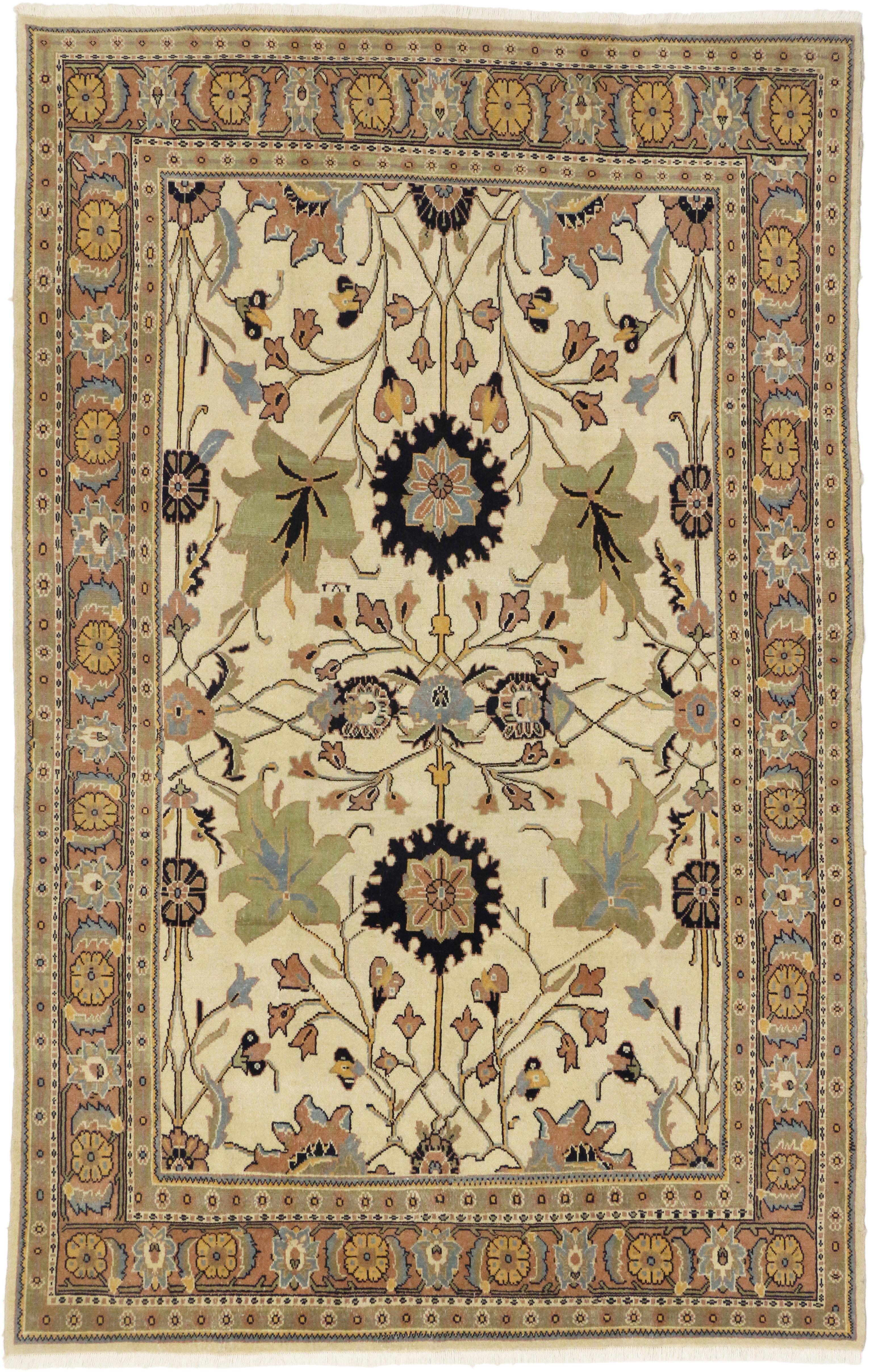 20th Century Earth-Tone Vintage Persian Mahal Rug  For Sale