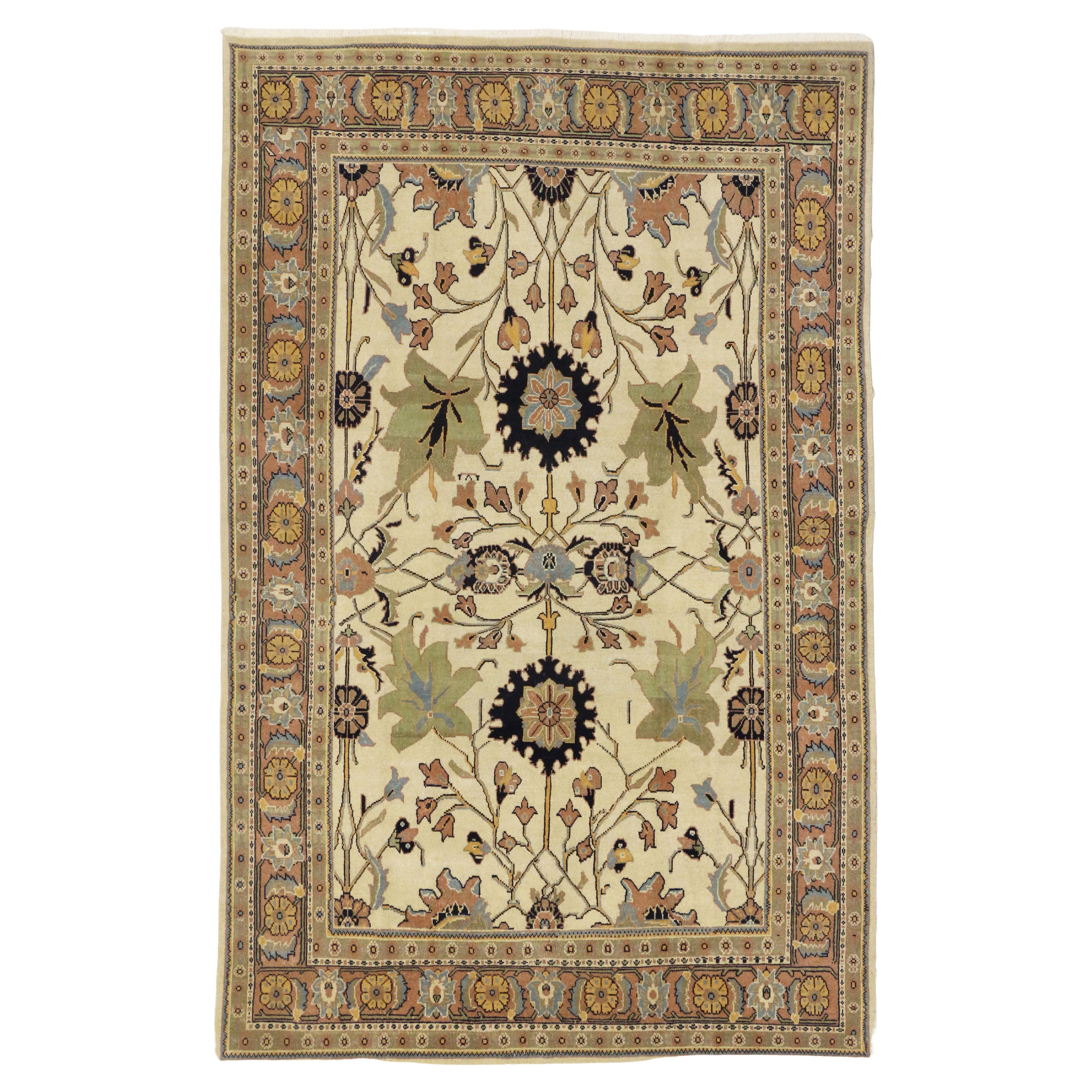 Earth-Tone Vintage Persian Mahal Rug 