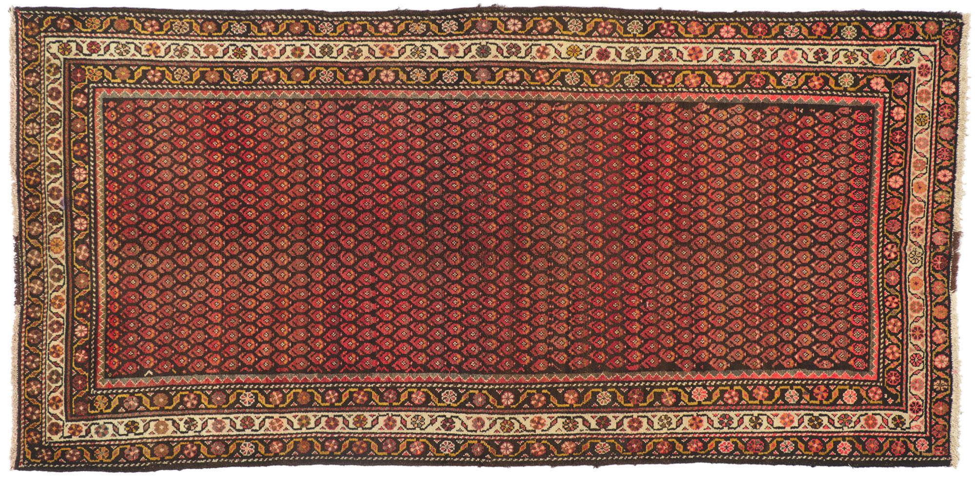 Earth-Tone Vintage Persian Malayer Rug Runner For Sale 4