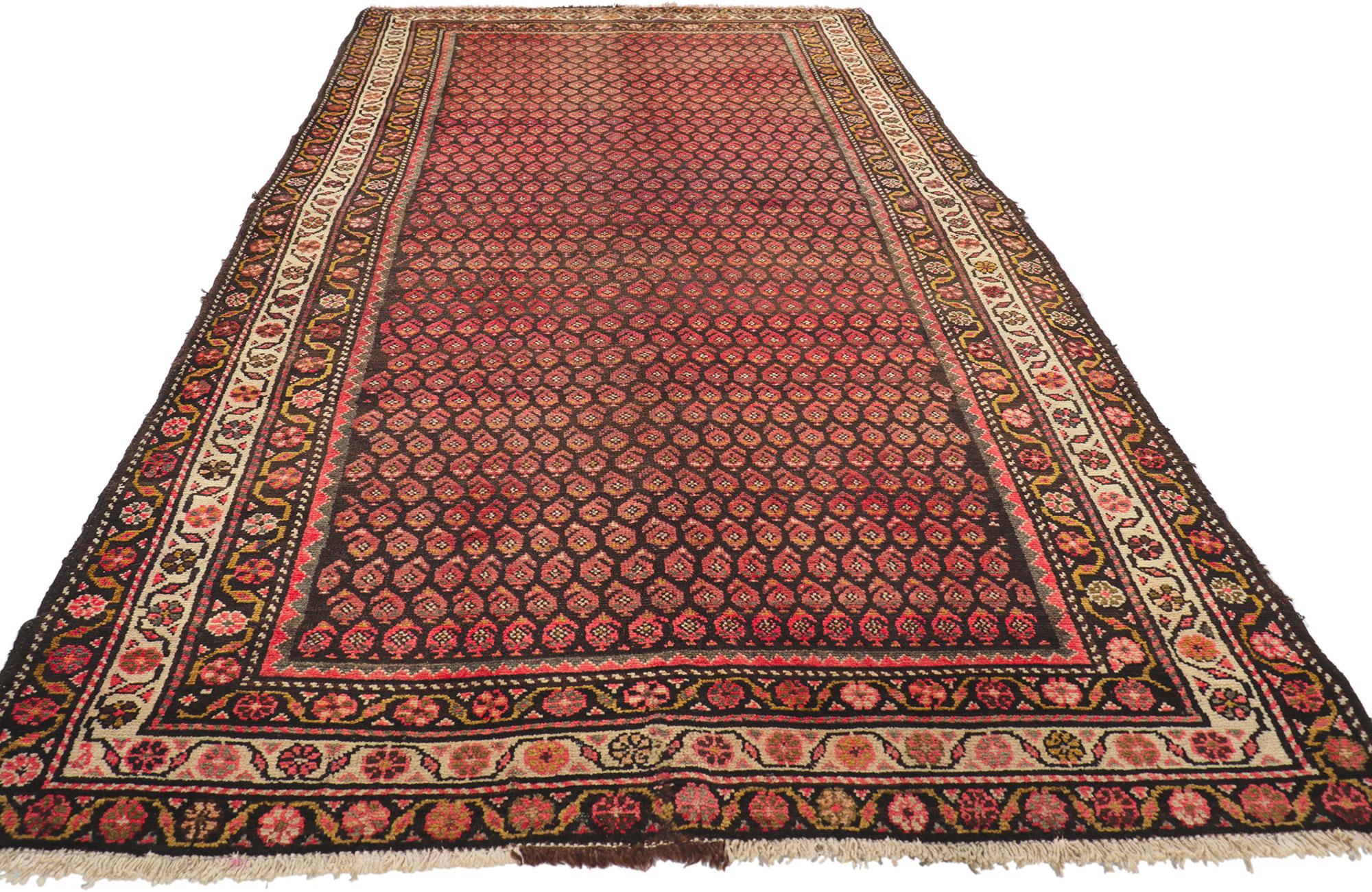 Hand-Knotted Earth-Tone Vintage Persian Malayer Rug Runner For Sale