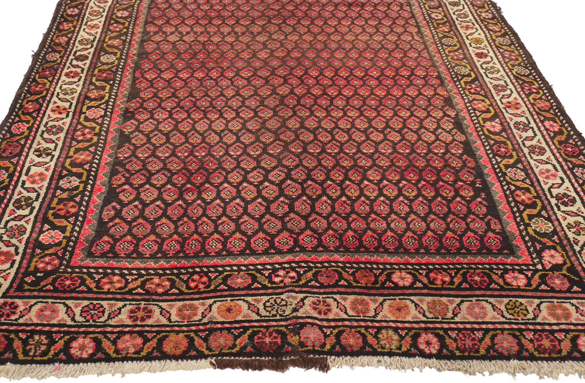 Earth-Tone Vintage Persian Malayer Rug Runner In Good Condition For Sale In Dallas, TX