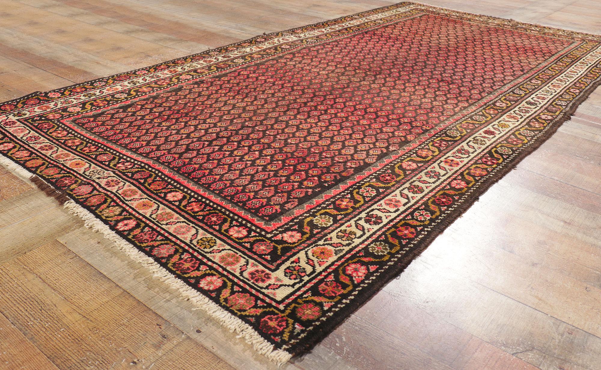 Earth-Tone Vintage Persian Malayer Rug Runner For Sale 1