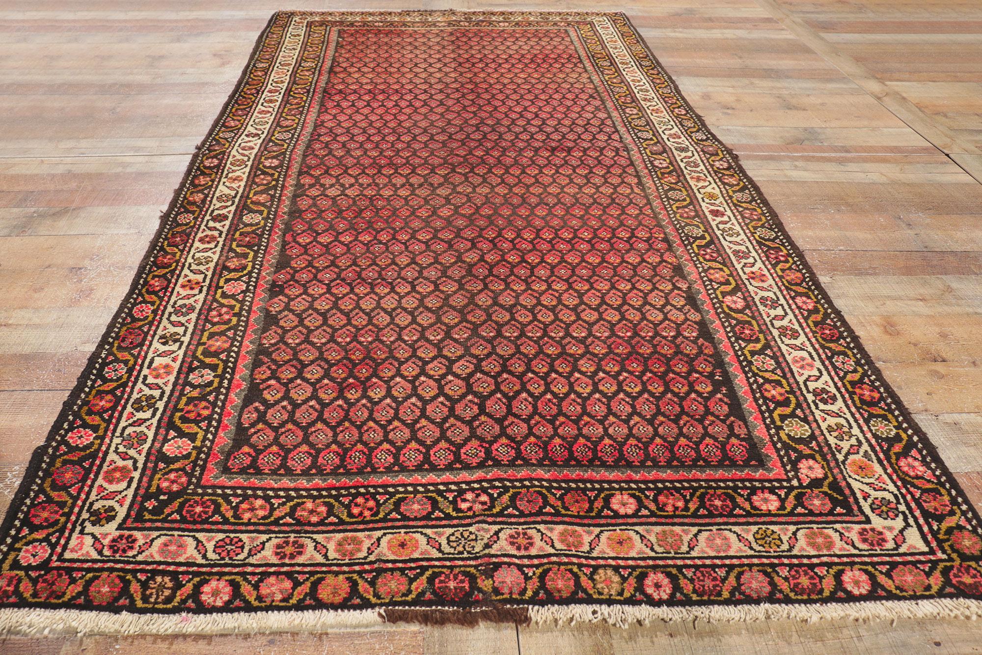 Earth-Tone Vintage Persian Malayer Rug Runner For Sale 2
