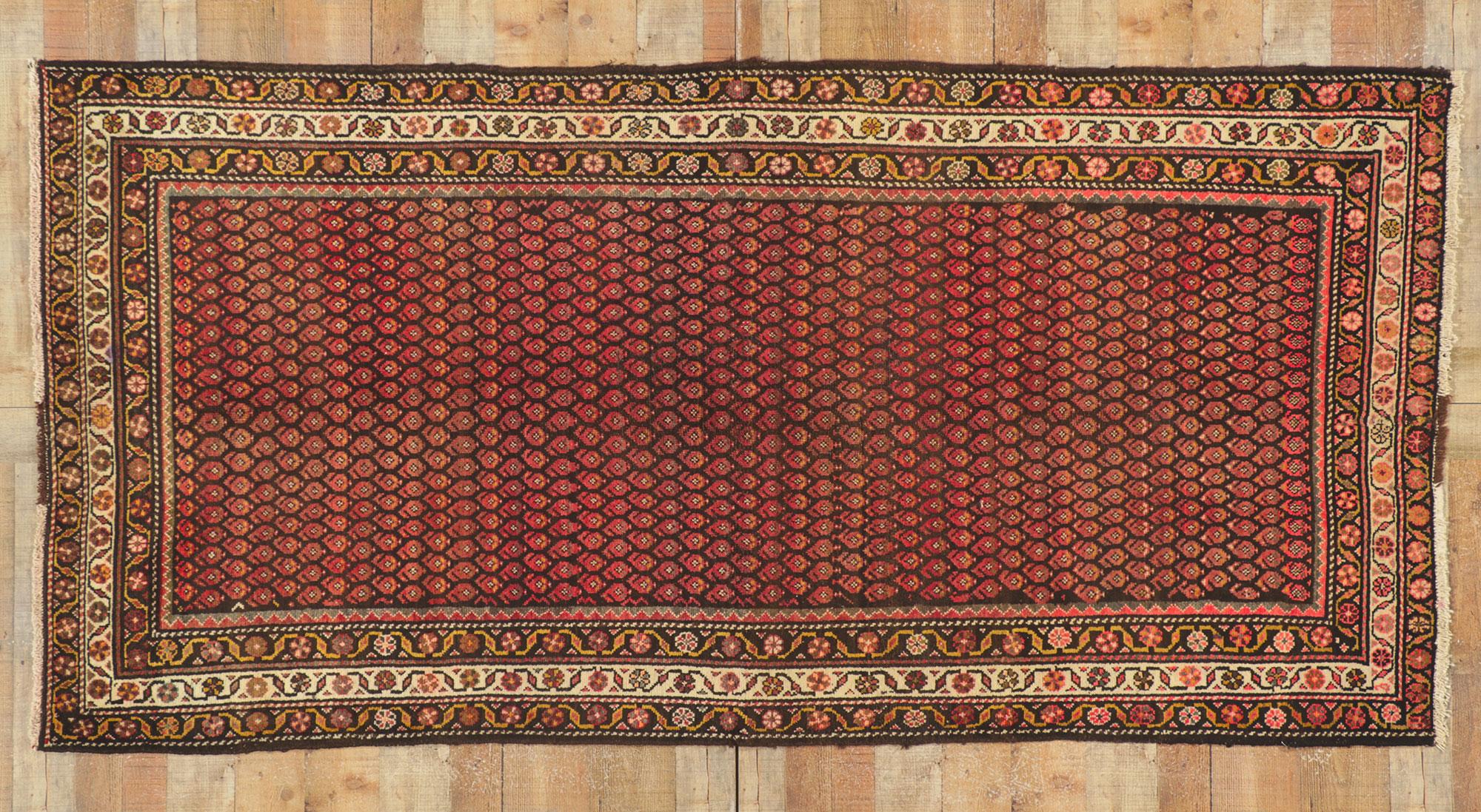 Earth-Tone Vintage Persian Malayer Rug Runner For Sale 3