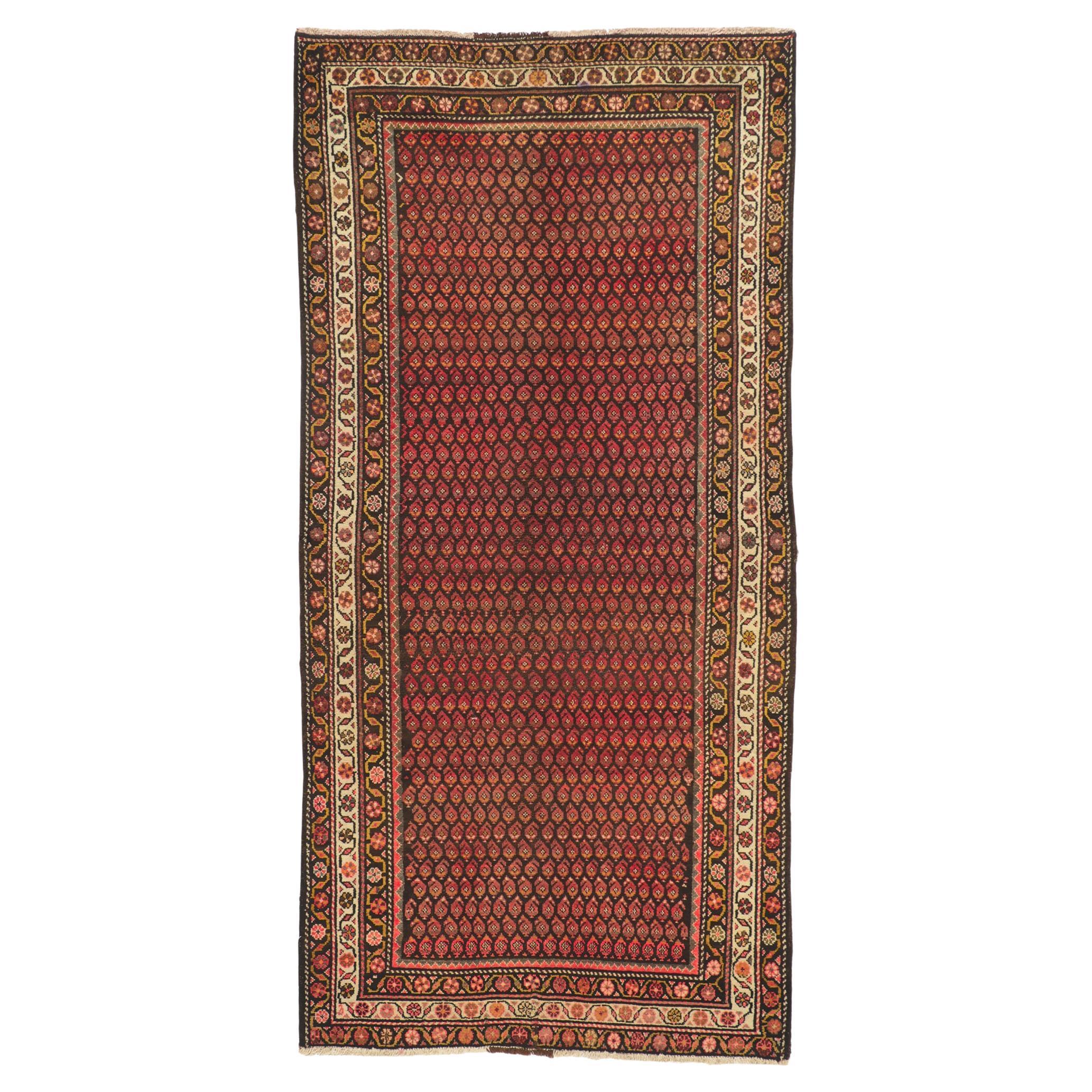 Earth-Tone Vintage Persian Malayer Rug Runner For Sale