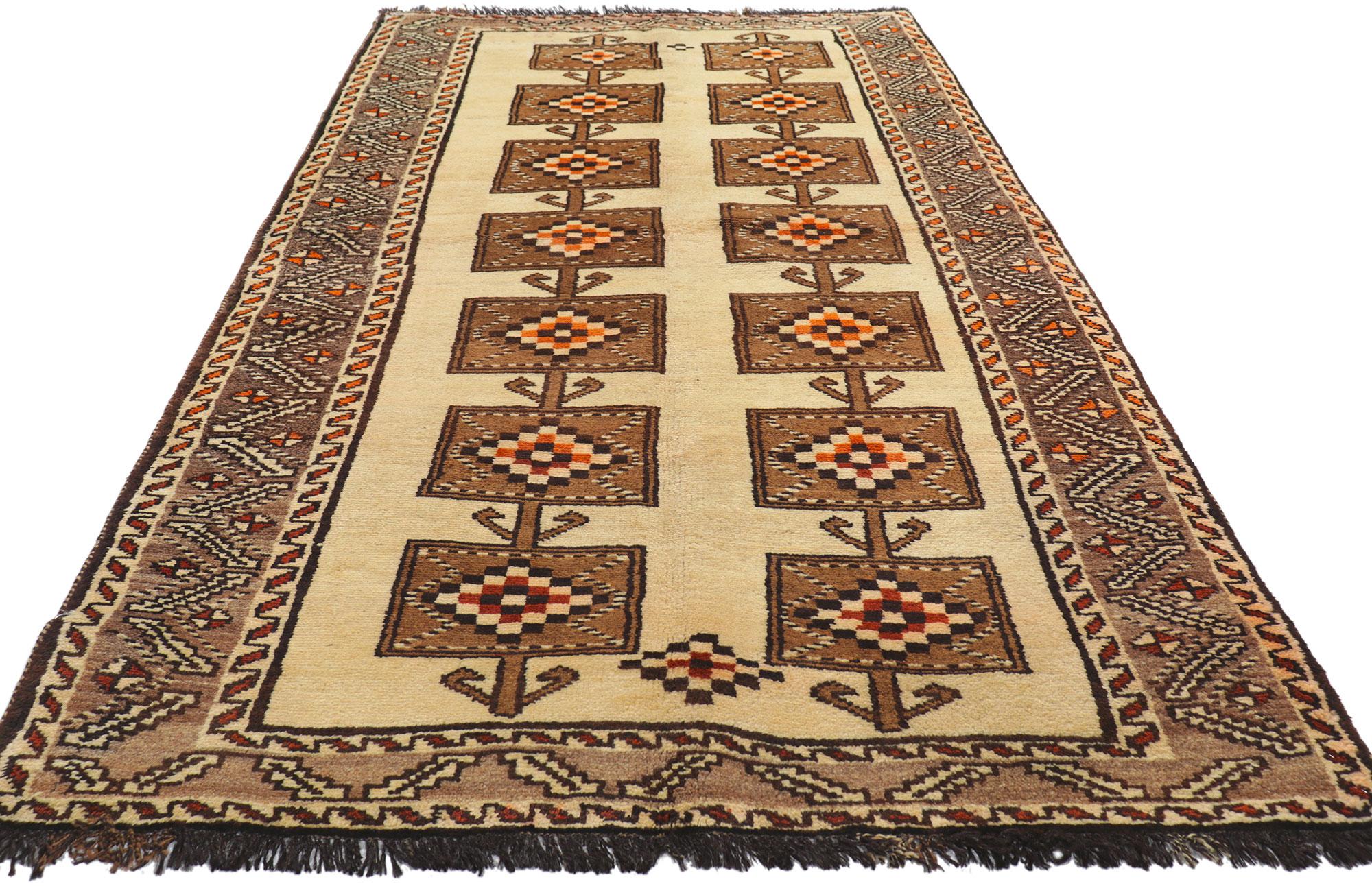 Hand-Knotted Earth-Tone Vintage Persian Shiraz Tribal Rug For Sale