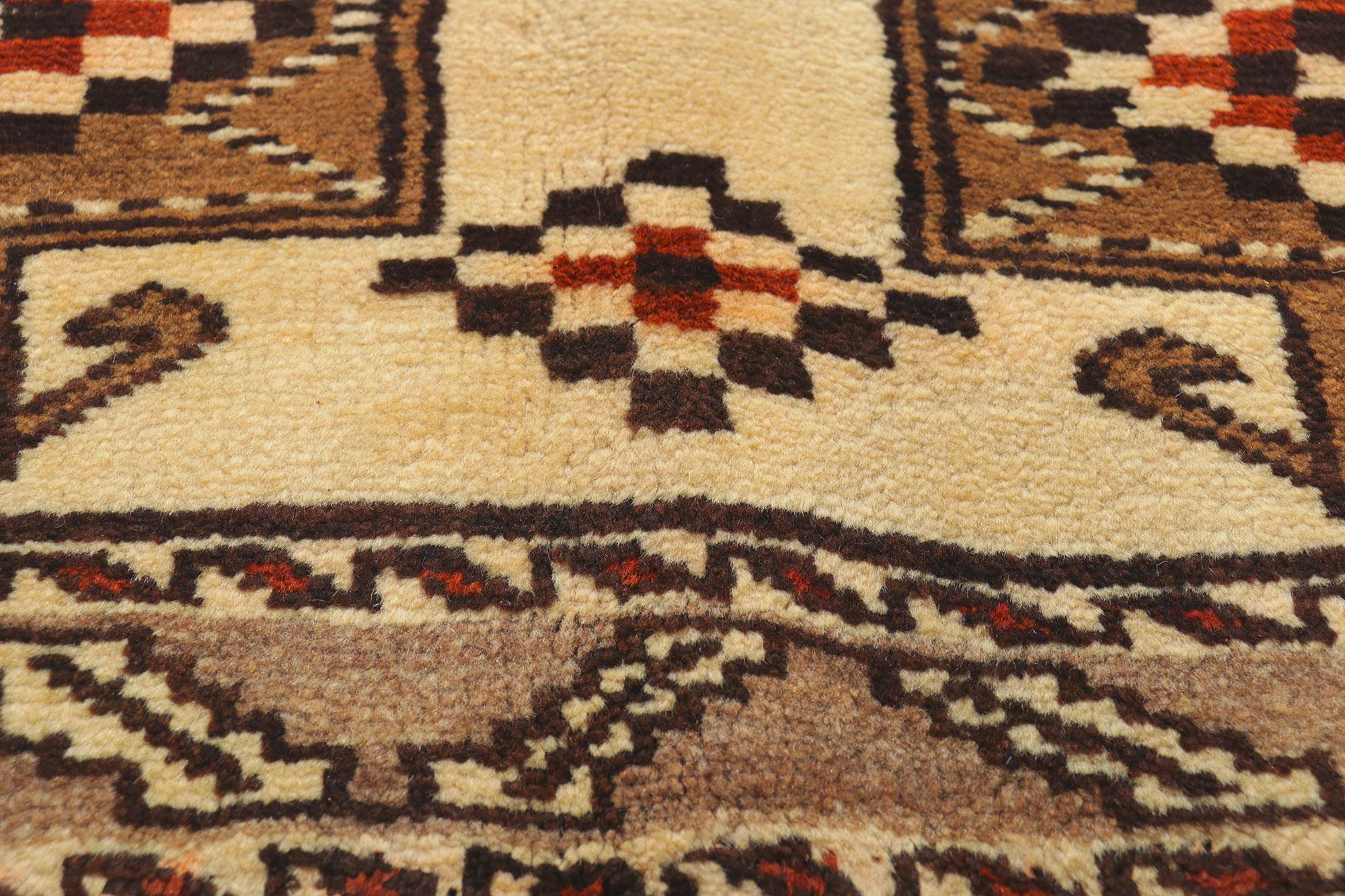 20th Century Earth-Tone Vintage Persian Shiraz Tribal Rug For Sale