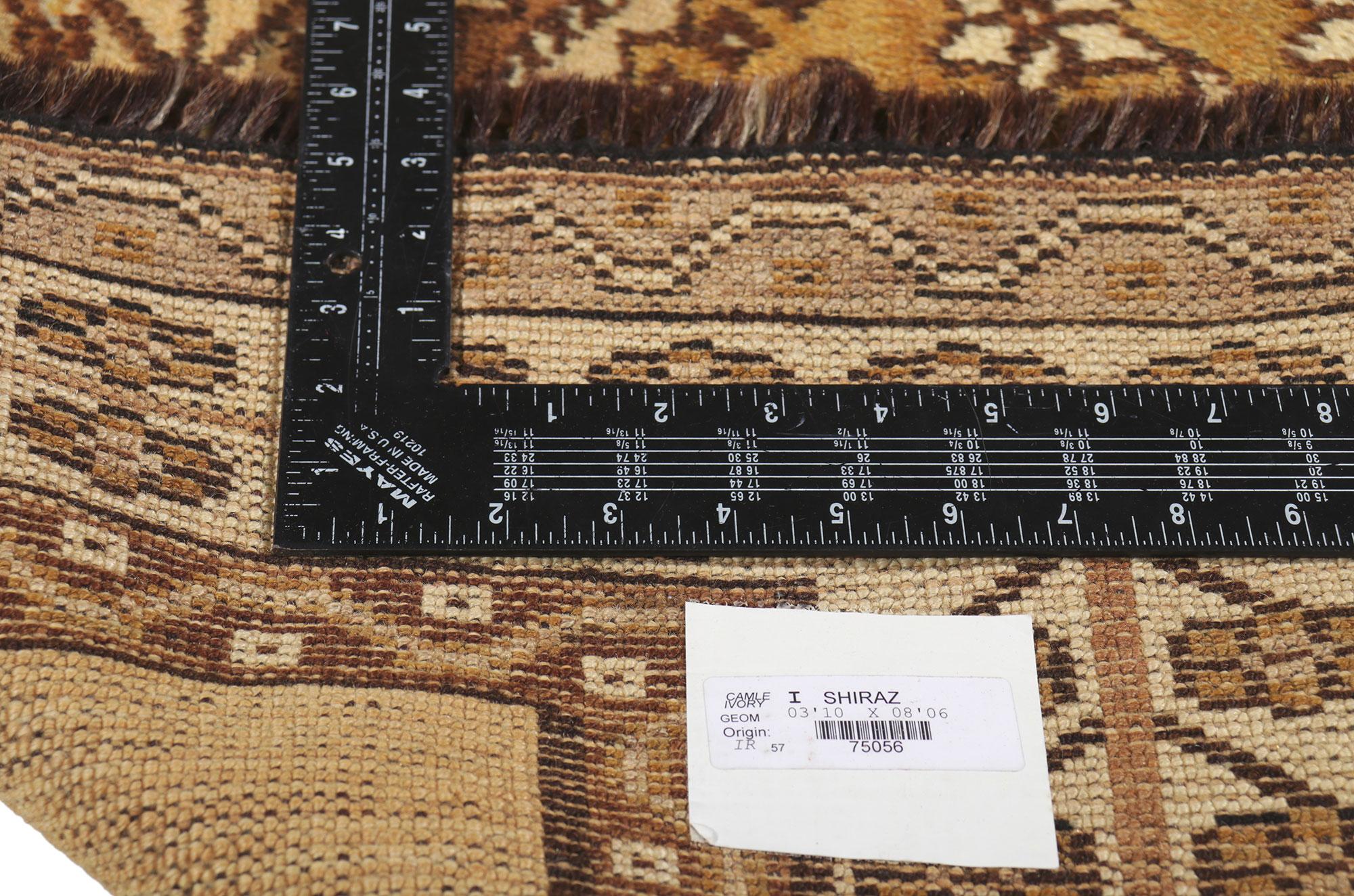 Wool Earth-Tone Vintage Persian Shiraz Tribal Rug For Sale