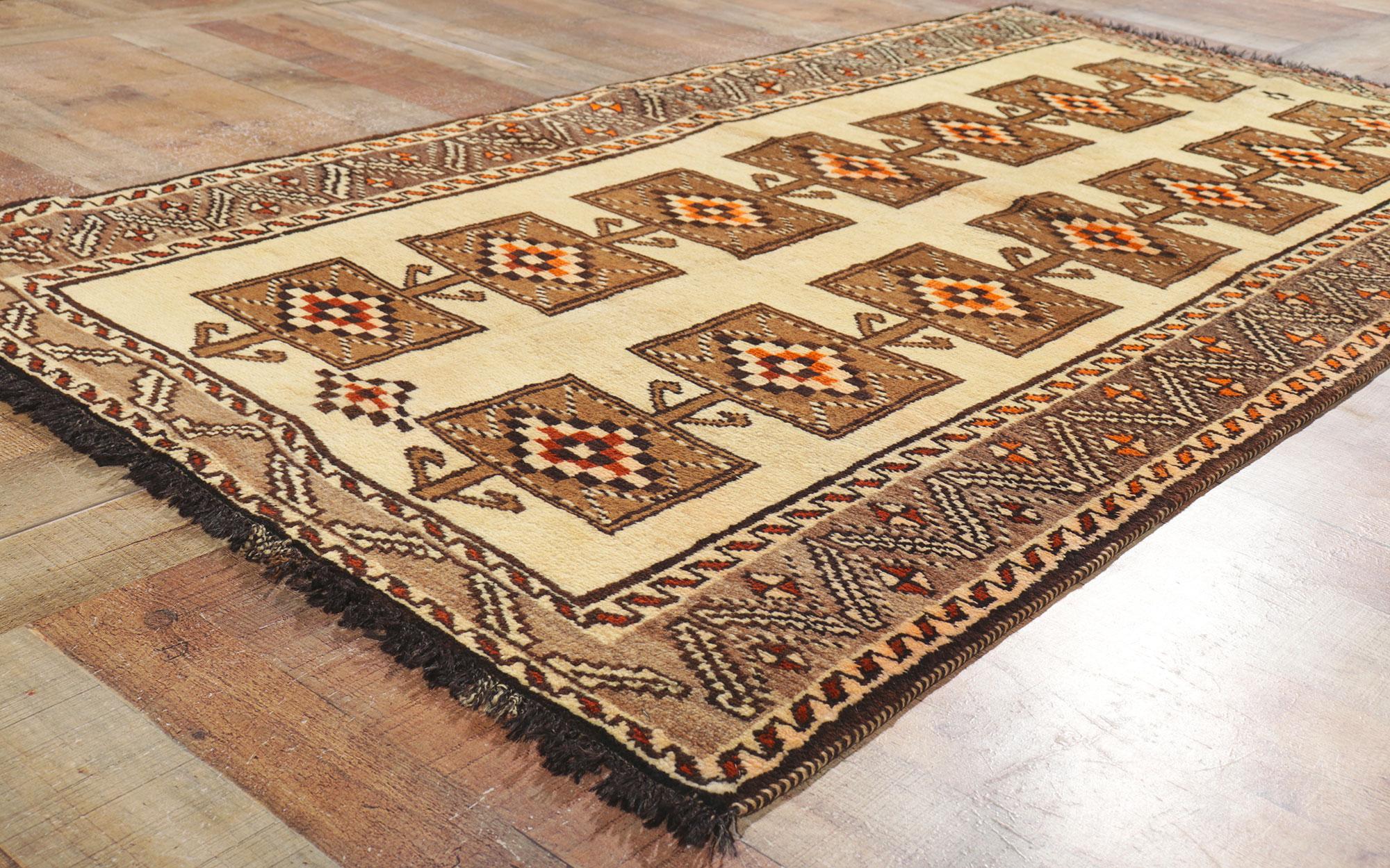 Earth-Tone Vintage Persian Shiraz Tribal Rug For Sale 1