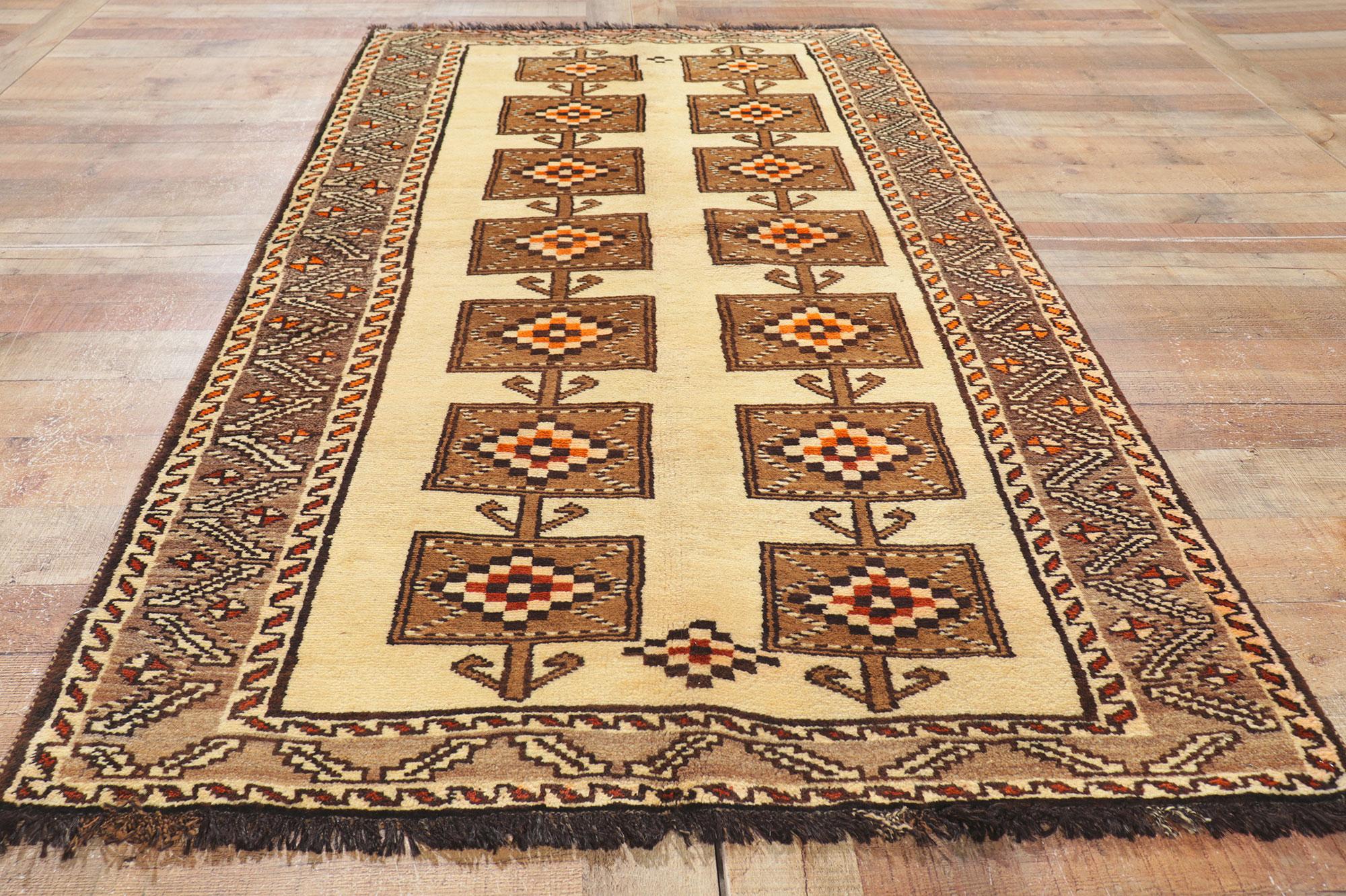 Earth-Tone Vintage Persian Shiraz Tribal Rug For Sale 2