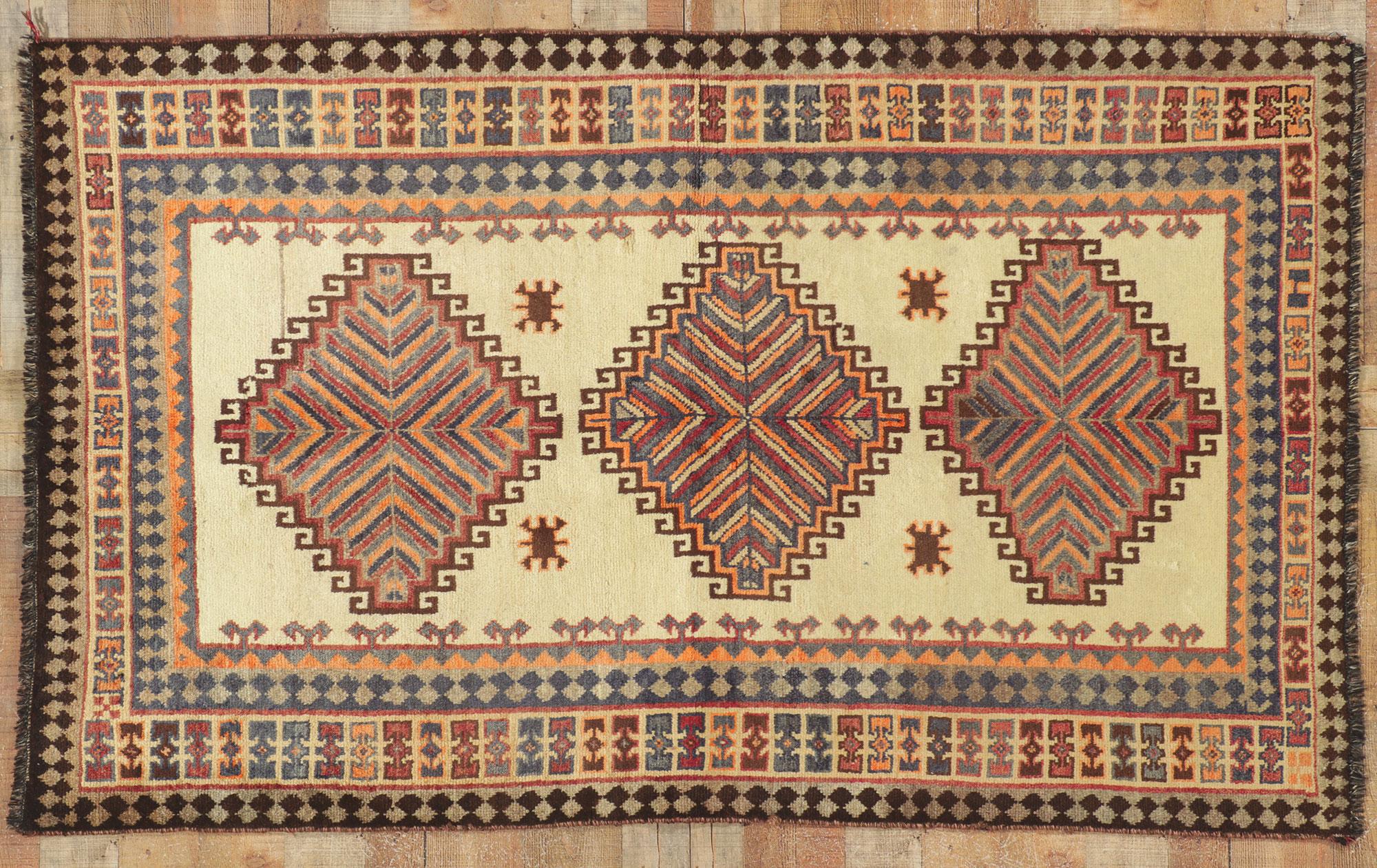 Earth-Tone Vintage Persian Shiraz Tribal Rug For Sale 3