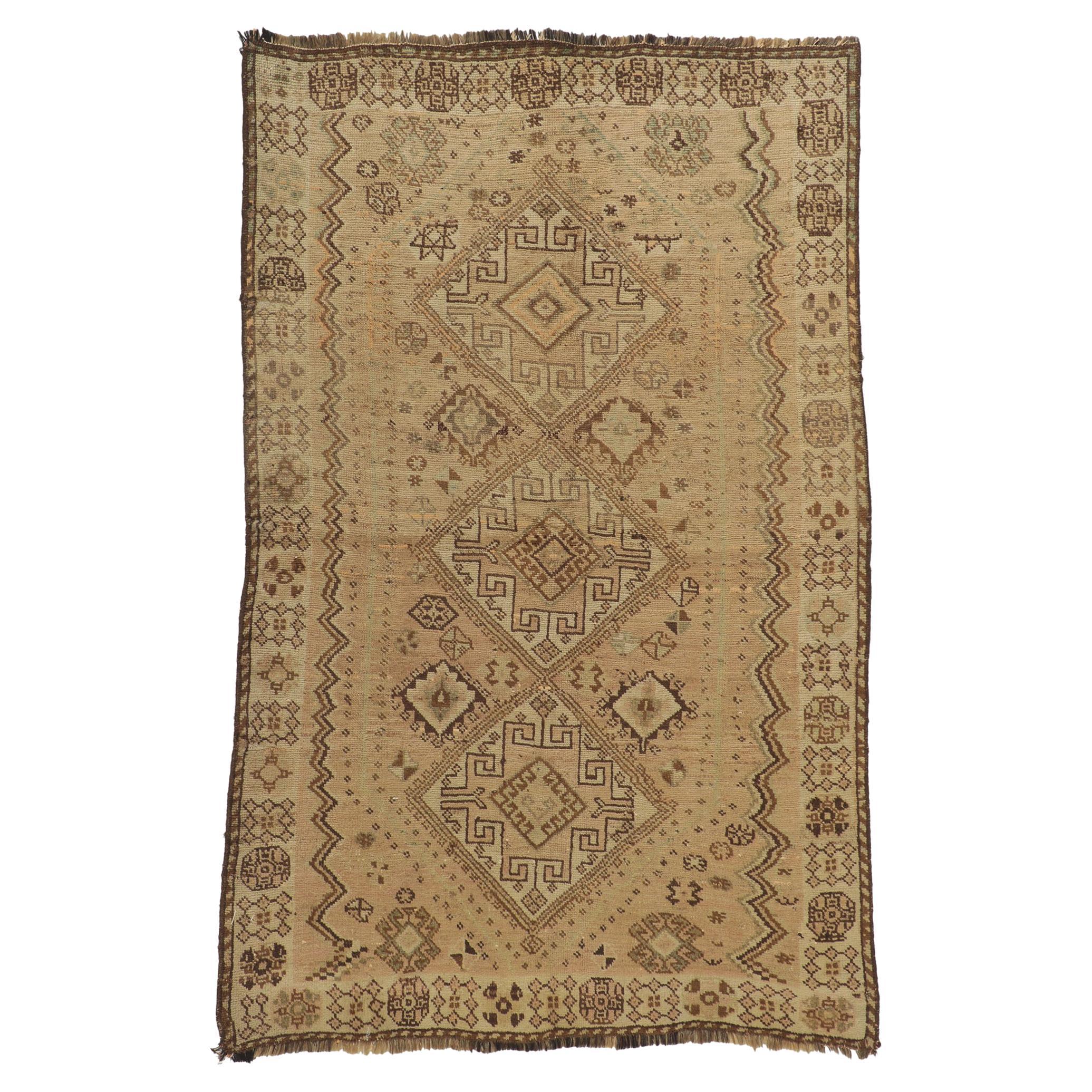 EarthTone Vintage Persian Shiraz Tribal Rug For Sale at 1stDibs