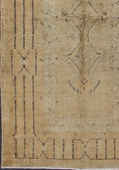 Earth Tone Vintage Persian Tabriz Rug with Unique Border and Large Medallion