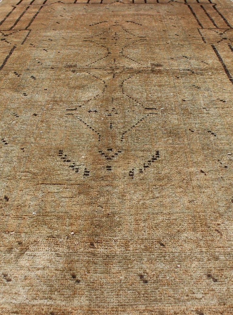 Earth Tone Vintage Persian Tabriz Rug with Unique Border and Large