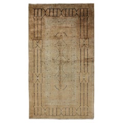 Earth Tone Vintage Persian Tabriz Rug with Unique Border and Large Medallion
