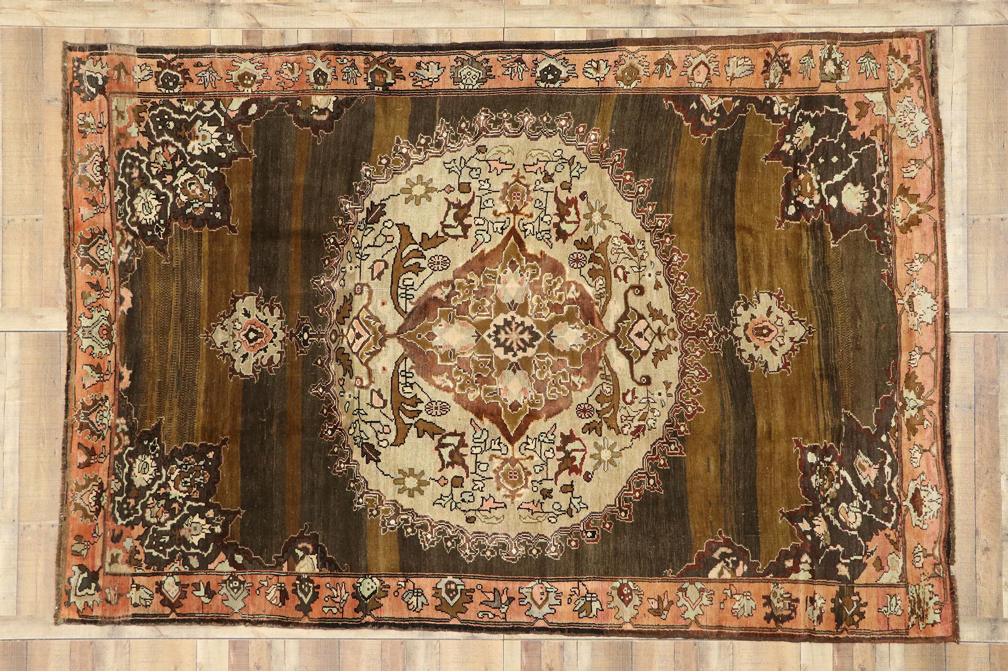 Erdfarbener türkischer Oushak-Teppich im Vintage-Stil  im Angebot 4
