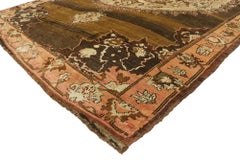 Earth-Tone Vintage Turkish Oushak Carpet