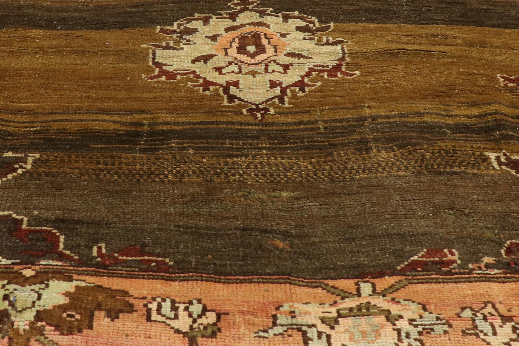 20th Century Earth-Tone Vintage Turkish Oushak Carpet  For Sale