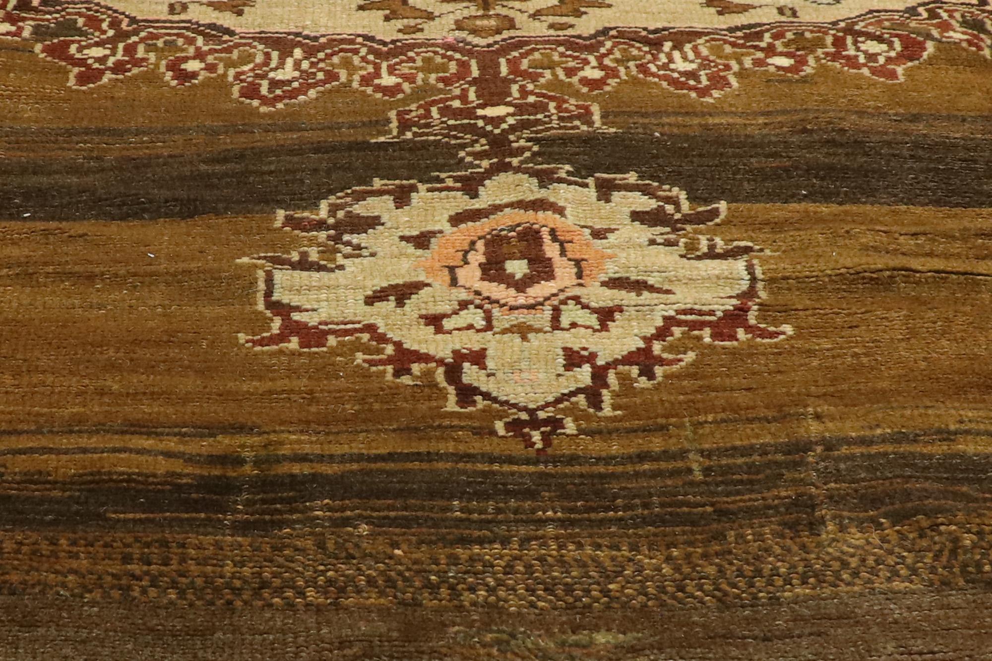 Wool Earth-Tone Vintage Turkish Oushak Carpet  For Sale