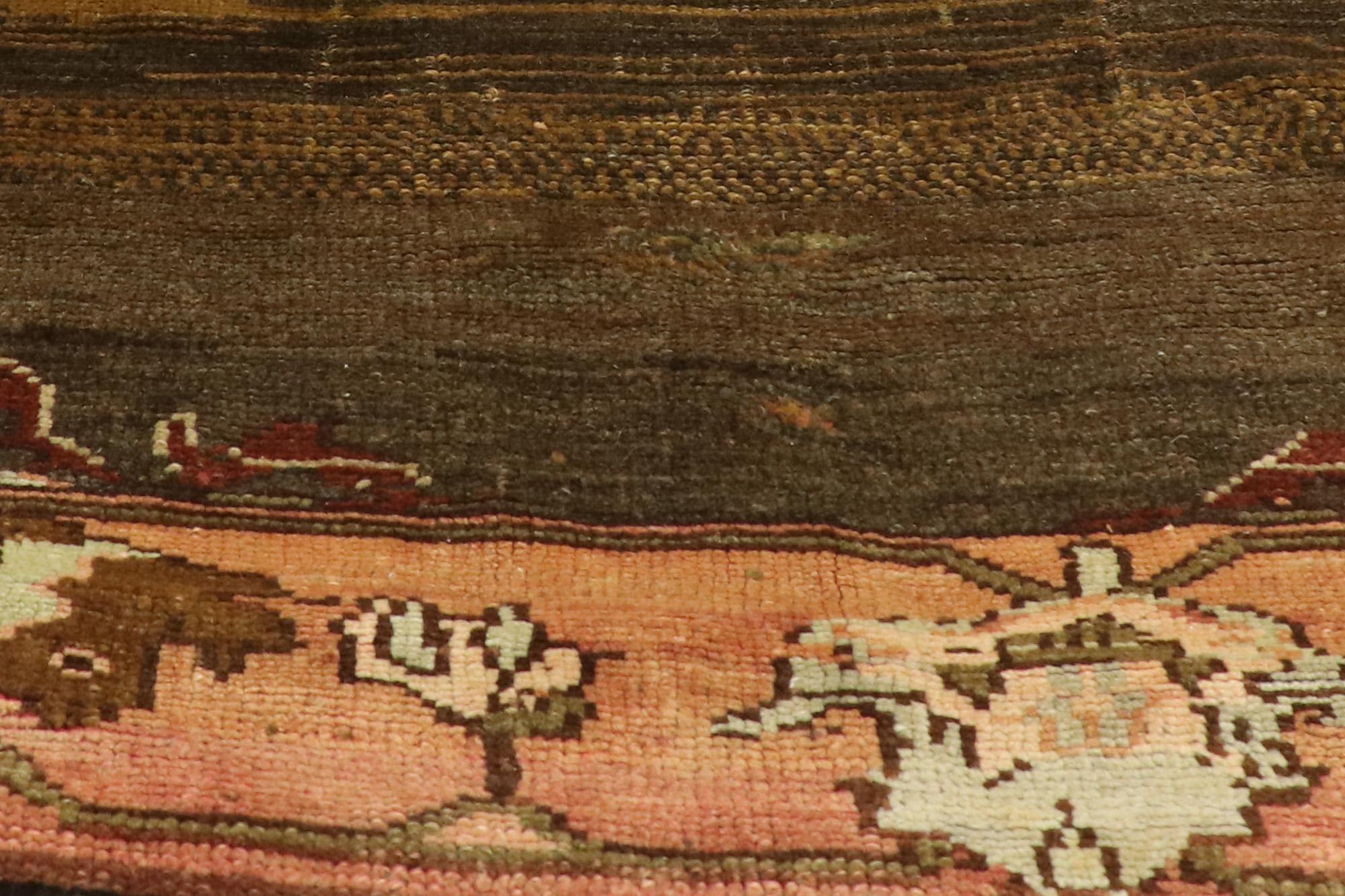 Earth-Tone Vintage Turkish Oushak Carpet  For Sale 1