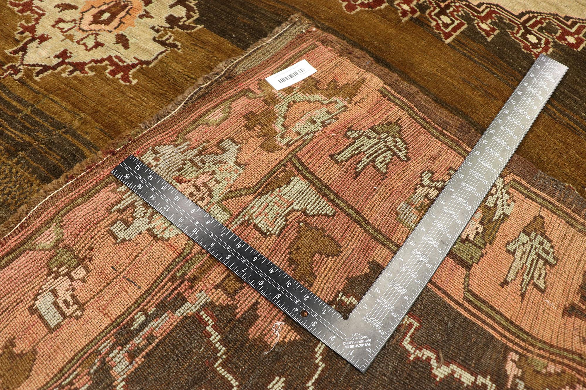 Earth-Tone Vintage Turkish Oushak Carpet  For Sale 2