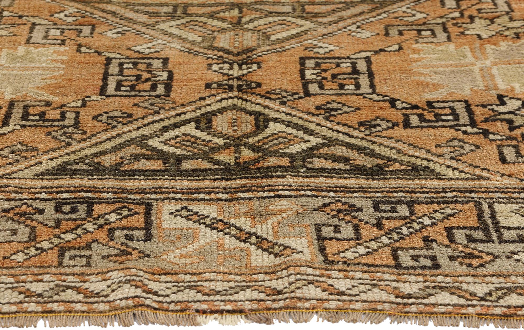Hand-Knotted Earth-Tone Vintage Turkish Oushak Rug For Sale