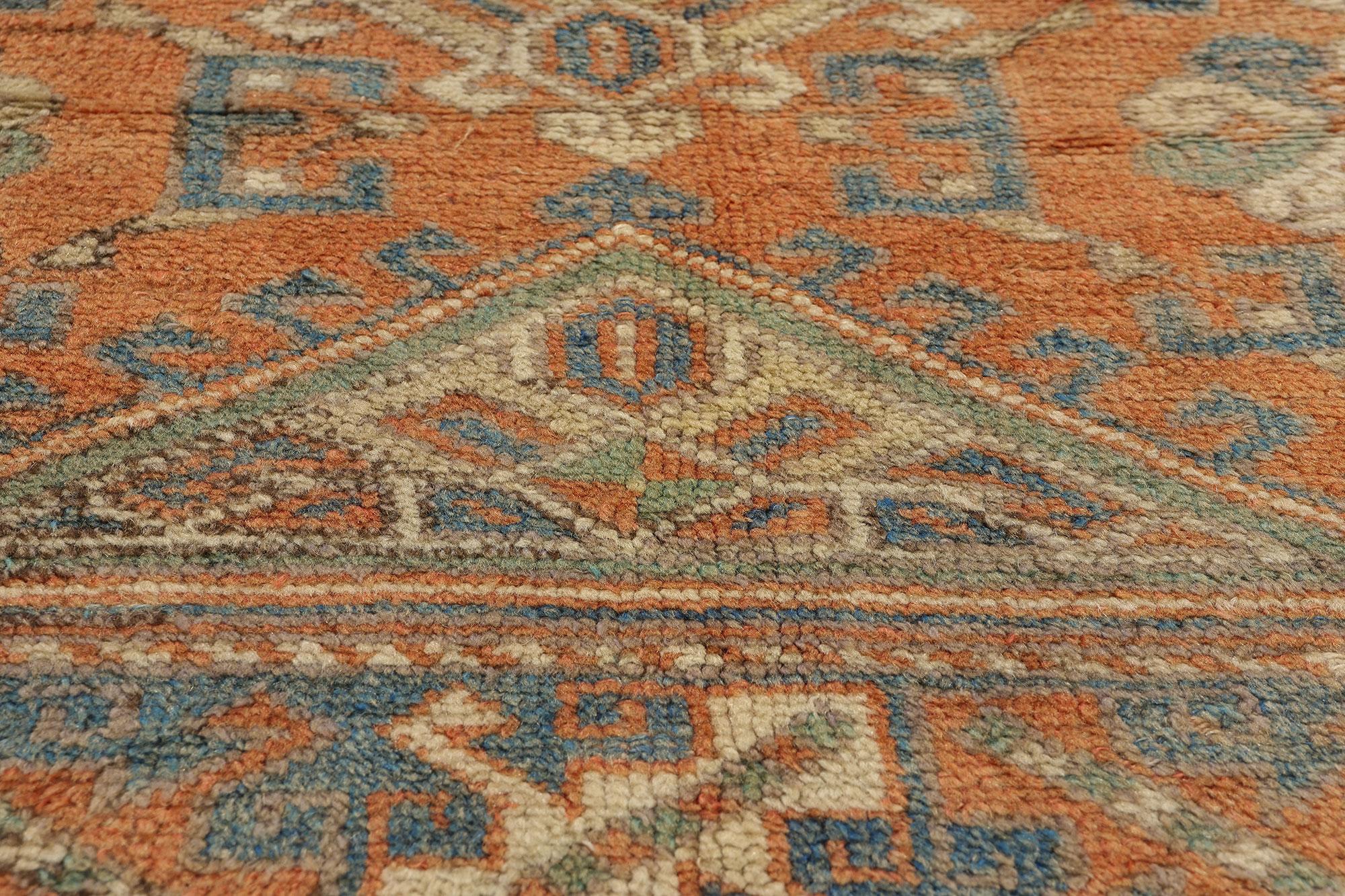 Erdfarbener türkischer Oushak-Teppich im Vintage-Stil (Handgeknüpft) im Angebot