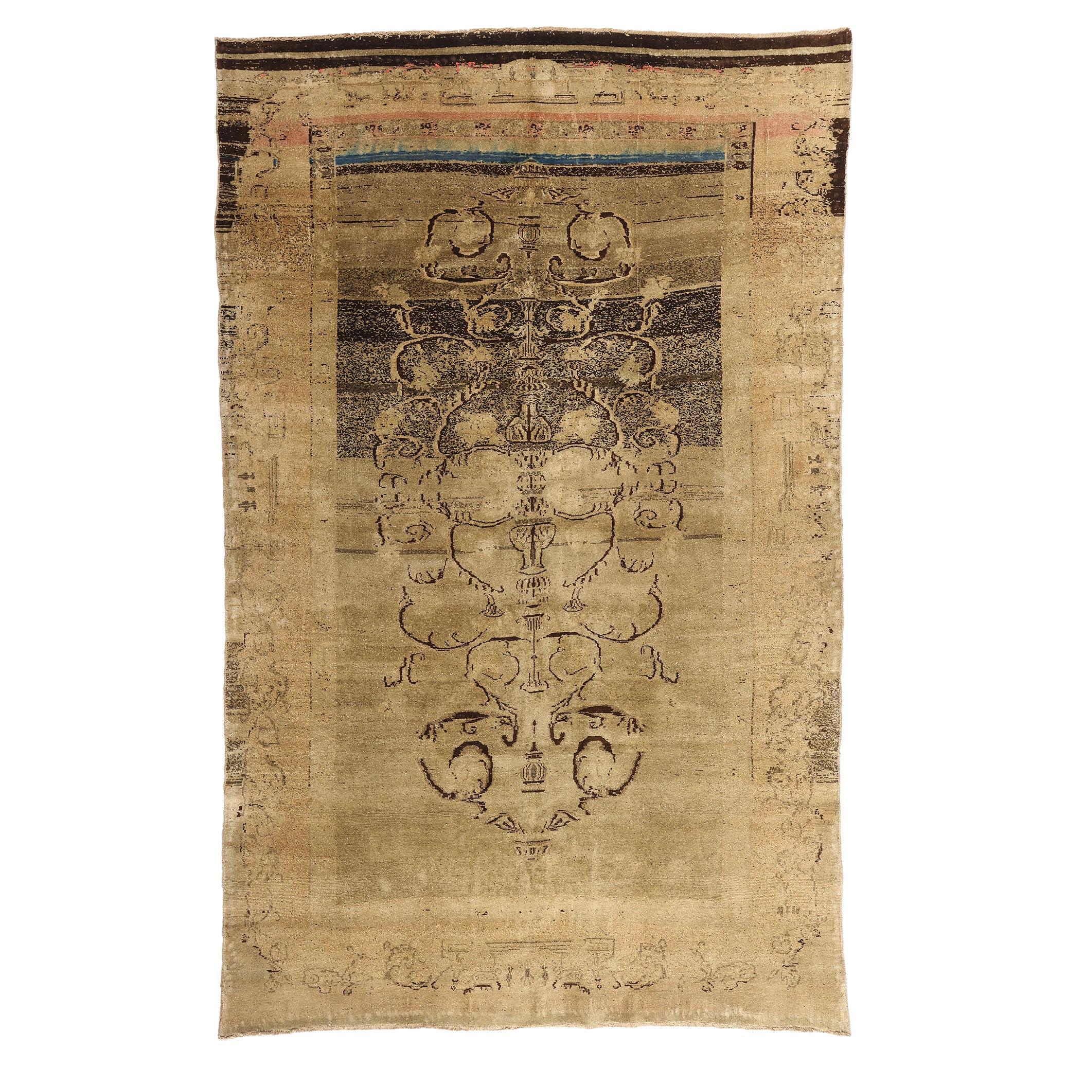 1930's Turkish Oushak Carpet with Traditional Style