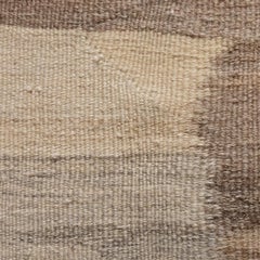 Earth-Toned Checkerboard Turkish Wool Kilim, 5' x 8', Warm Neutral Kurdish Rug