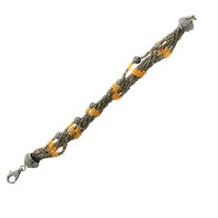 Earth-Toned Luxury Bracelet: Smoky Quartz, Garnet, and Diamond Statement Jewelry